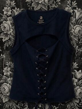Black Lace-Up tank
